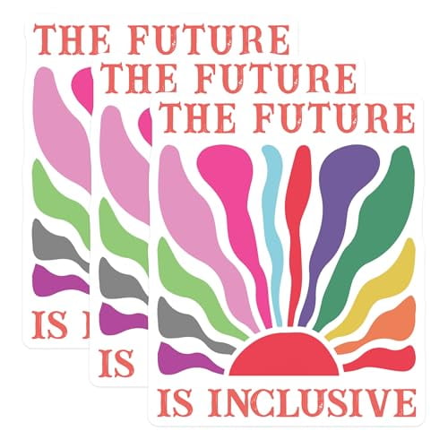 (3 Pack) Inclusive Future Decals - Diversity Stickers - Equality Laptop Decal- 3 Inches On Longest Side - Easy Peel & Apply - Made in USA - 3MCS5372