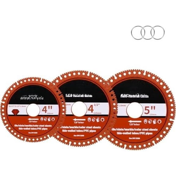 3-Pack Indestructible Discs for (4"/4.5"/5"), 7/8" Arbor, Brazed Wheel for Smooth Cuts, Multi-Material for Tile, Marble, Slate, Metal, PVC Pipe
