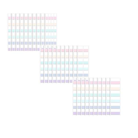 3 Pack Index Tabs Sticky Notes, Light Color Transparent Page Markers, Adhesive Memo Bookmarks for Reading Organization - Standard