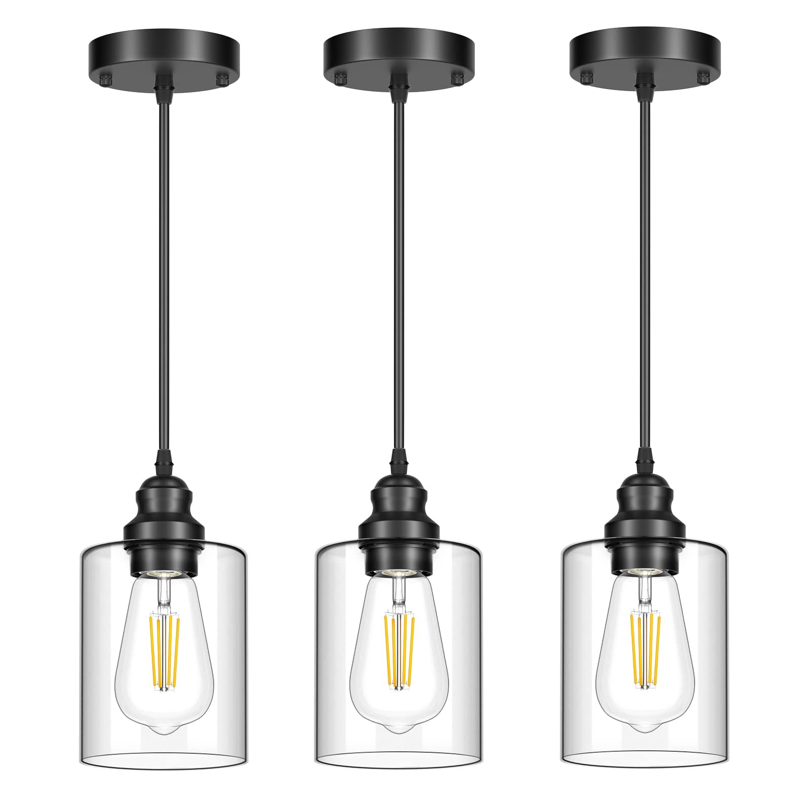 3 Pack Industrial Pendant Lights,Adjustable Hanging Light Fixtures ...