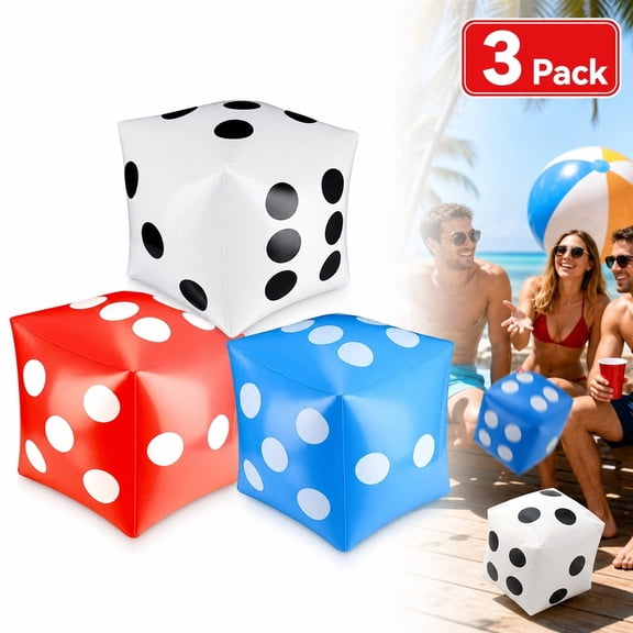 3 Pack Inflatable Dice 11.8 Inch Giant Party Dice White Red Blue