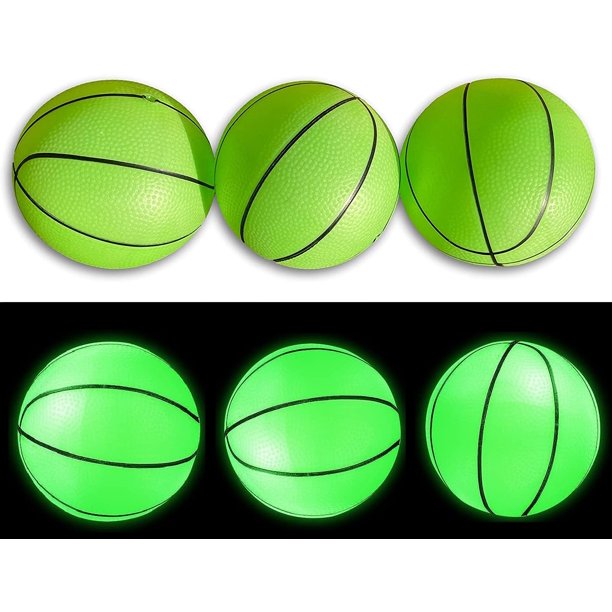 3 Pack! Inflatable Glow in The Dark Mini Basketballs Includes Pump and Needle Midnight Mini