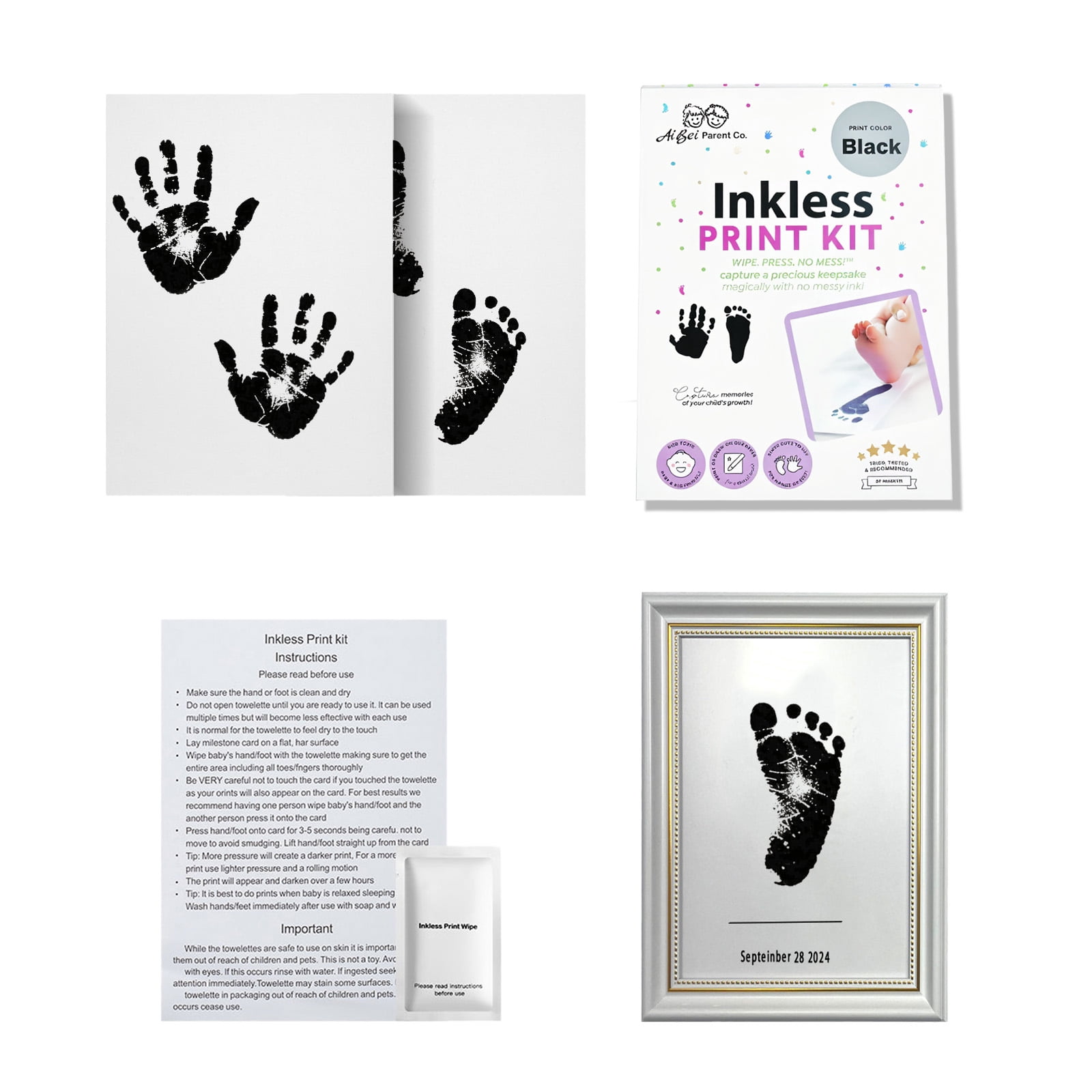 3 Pack Inkless Baby Handprint Footprint Kit | Newborn Keepsake with ...