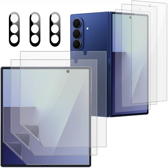 3 Pack Inner Screen Protector For Samsung Galaxy Z Fold 7, 3 Pack Front Tempered Glass Outer Film+3X Camera Lens Protector Accessories
