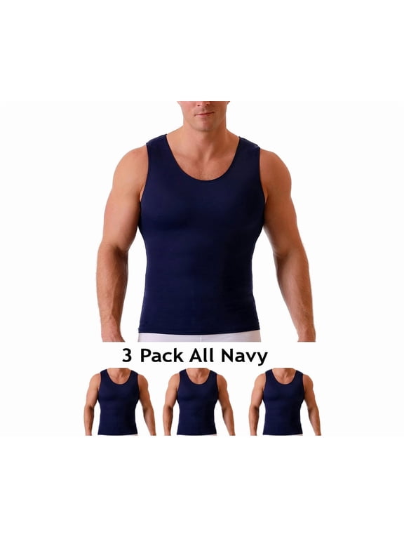 3-Pack Insta Slim Mens Compression Muscle Tank, Athletic Sleeveless Top MS0003