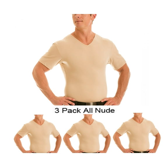 Insta Slim 3-Pack Big & Tall Compression V-Neck Mens Athletic Shapewear T-Shirts - VS0003BT