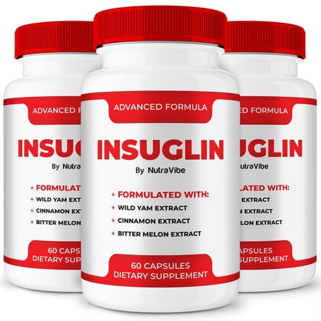 (3 Pack) Insuglin – Original Formula with a Clean Blend to Support Healthy Circulation, Natural Energy & Balanced Levels | Just 2 Easy-to-Swallow Pills Daily (180 Capsules)