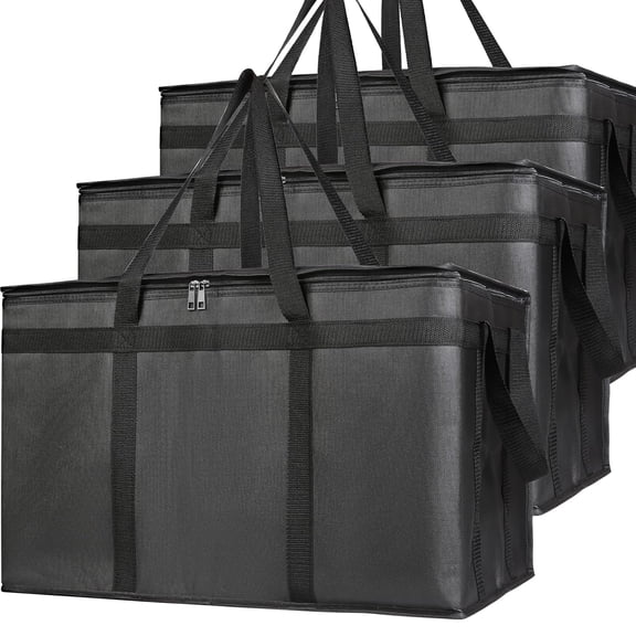 3-Pack Insulated Food Delivery Bag, XXXL Pizza Cooler Bags, Rideshare Delivery Bag, Thermal Cold/Hot Styrofoam Carrier for Catering/Shopping/Travel/Car, Warmer/Frozen