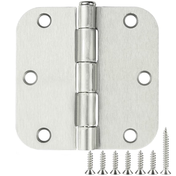 3 Pack Interior Matte Black Door Hinges Rounded 3.5 Inch x 3 1/2" Indoor Heavy Duty Metal Hardware Kits 3 ½" 5/8" Radius Office Flat Hinge for Bifold Doors Decorate Master Guest Bedroom Storage Room