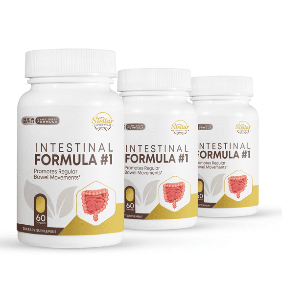 3 Pack Intestinal Formula #1, promotes regular bowel movements & digestive detox-60 Capsules x3