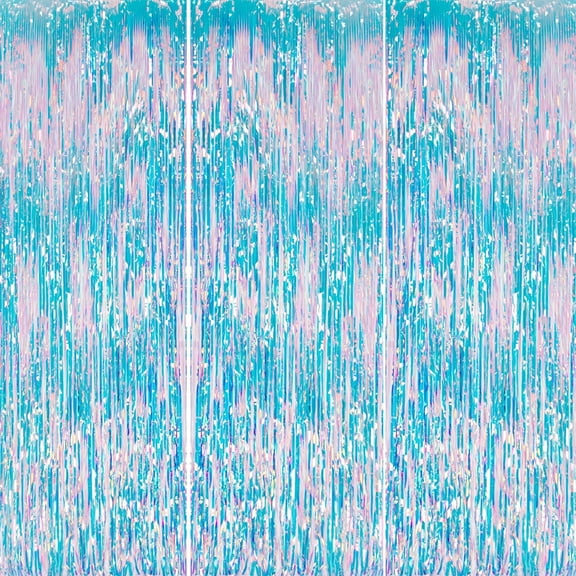 3 Pack Iridescent Foil Fringe Backdrop - Shiny Tinsel Curtains for Party Decor, Photo Booth Props, Metallic Streamer Backdrop 3.3x8.2 FT for Birthday, Wedding, Graduation, Holidays