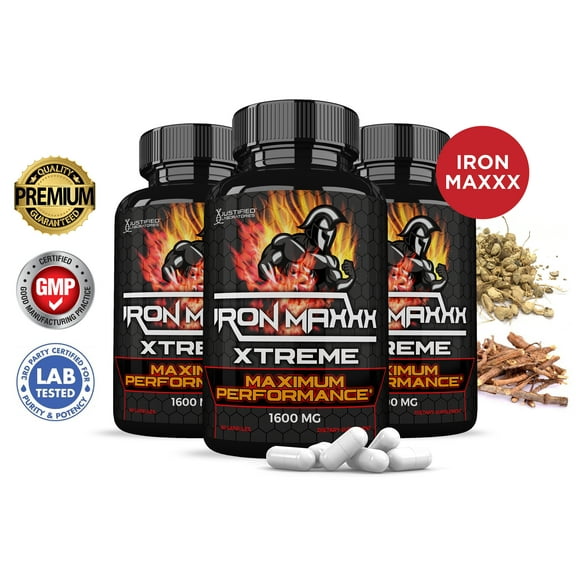 (3 Pack) Iron Maxxx Xtreme 1600mg Natural Male Enhancement Increase Strength Stamina Energy 180 Capsules