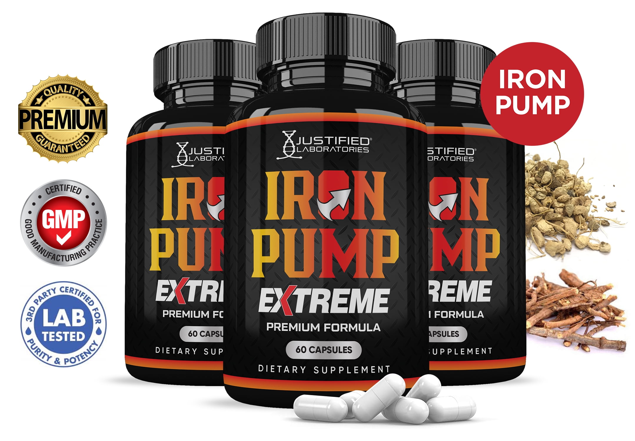 (3 Pack) Iron Pump Extreme 1600MG Advanced Men's Health Formula 180 Capsules