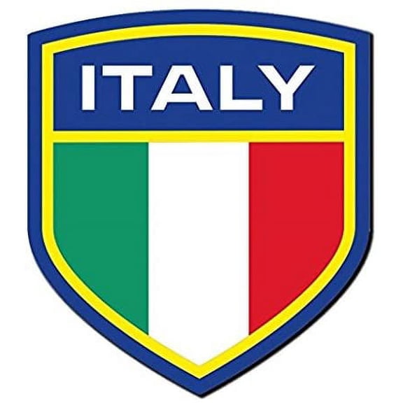 3 Pack - Italy Flag Crest Italian Vinyl Sticker Decal - Sticker Graphic - Construction Toolbox, Hardhat, Lunchbox, Helmet, Mechanic, Luggage