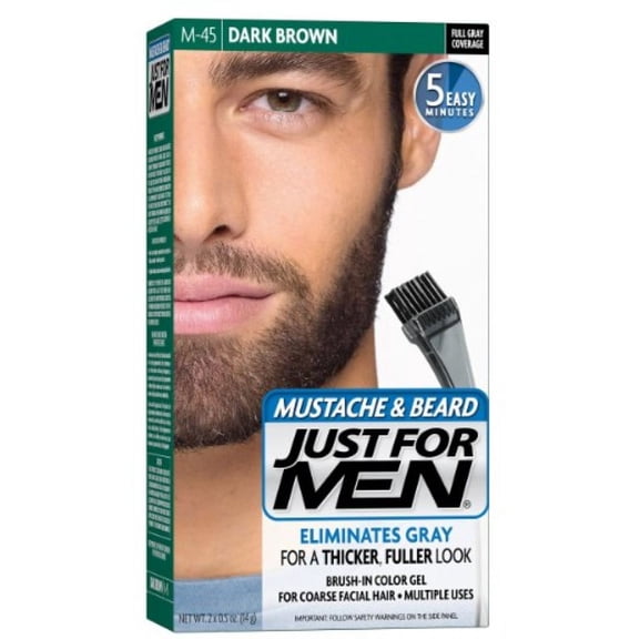 3 Pack - JUST FOR MEN Color Gel Mustache & Beard M-45, Dark Brown 1 Each