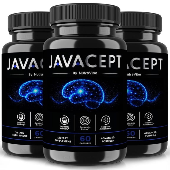(3 Pack) Javacept Pills Daily Formula with a Natural Blend to Help Maintain Focus, Memory & Concentration | Clean, Gentle, Easy-to-Swallow Capsules for Everyday Sharpness (180 Capsules)