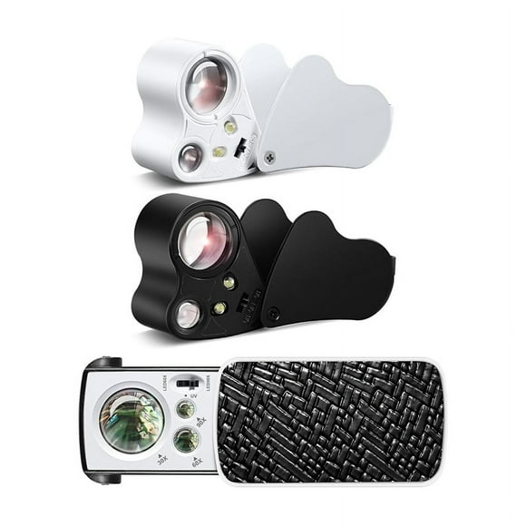 3 Pack Jewelers Loupe, 30X 60X 90X Illuminated Jewelers Eye Magnifier with UV and Bright LED Light for Gems