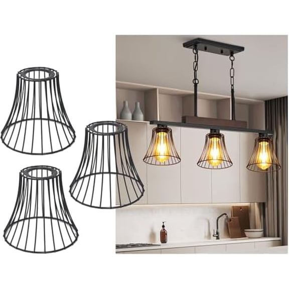 3 Pack Jingle Bell Lamp Shade Small Metal Bulb Guard Holders Replacement Vanity Lighting Fixtures Shades Ceiling Fan Light Covers Lampshade for Floor Lamps Pendant Chandelier Wall Sconces