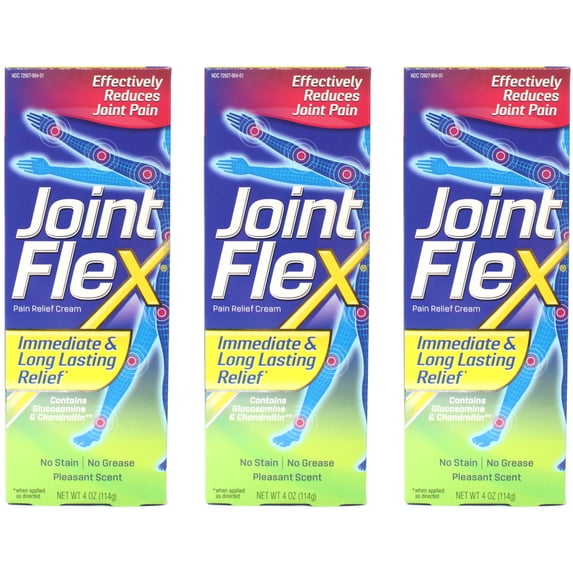 JointFlex Pain Relieving Cream 4 oz, 3 pack, for immediate and long lasting joint pain relief