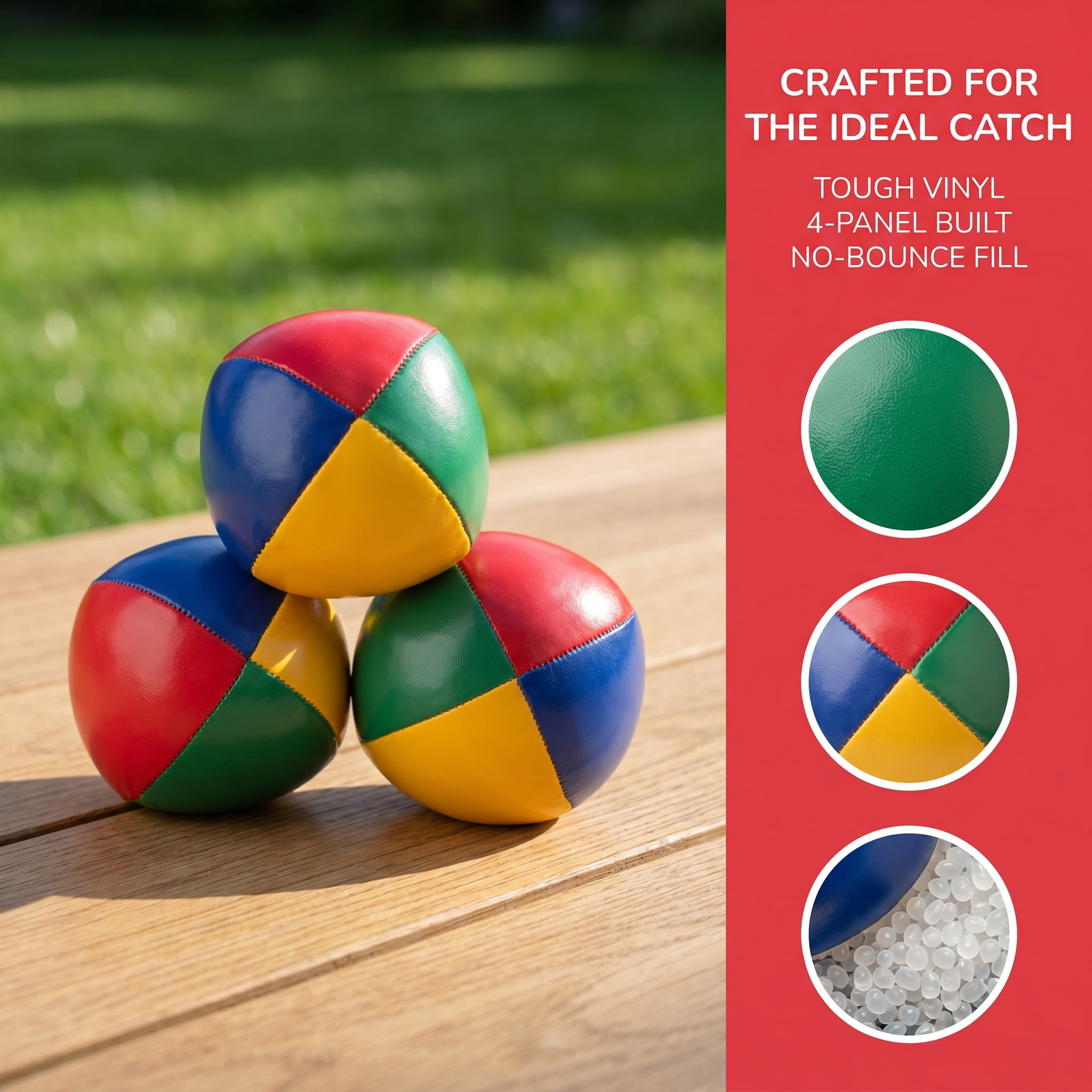 3 Pack Juggling Balls,Kick sack,Beautifully hacky, 4 Panel Multicolor ...