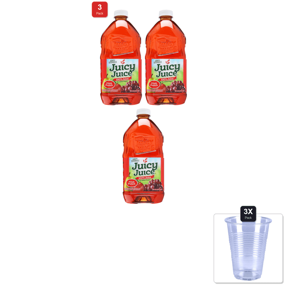 3 Pack | Juicy Juice Fruit Punch 100%, 64 Oz & 3x Disposable Cup