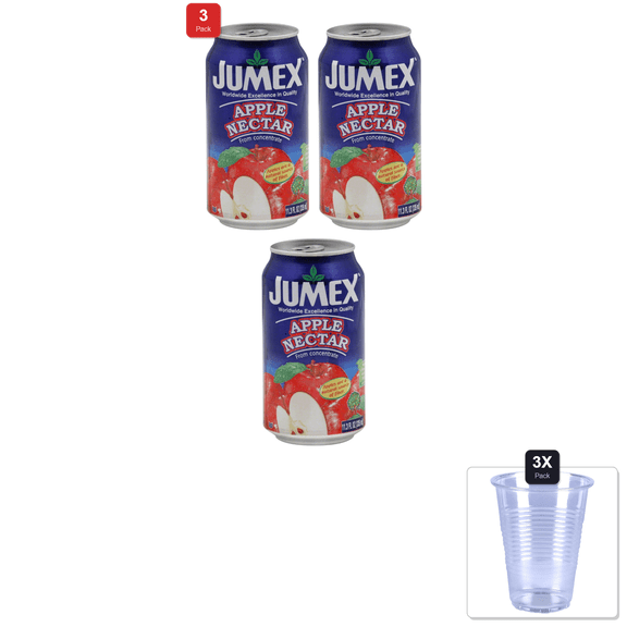 3 Pack | Jumex Nectar Apple, 11.3 Oz & 3x Disposable Cup