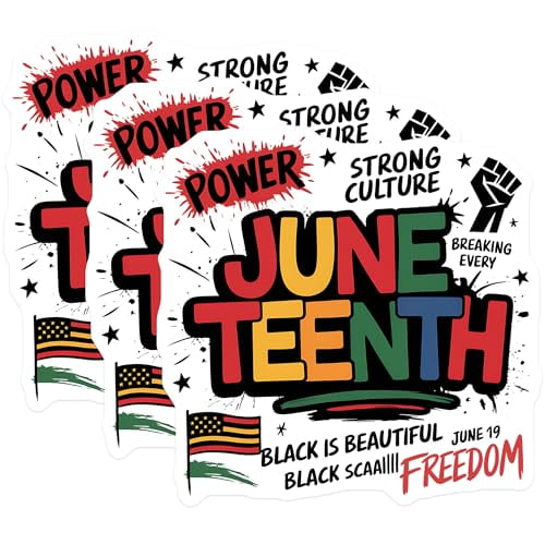 (3 Pack) Juneteenth Decals - Freedom Day Decorations - Black History Celebration - 3 Inches On Longest Side - Easy Peel & Apply - Made in USA - 3MCS2665