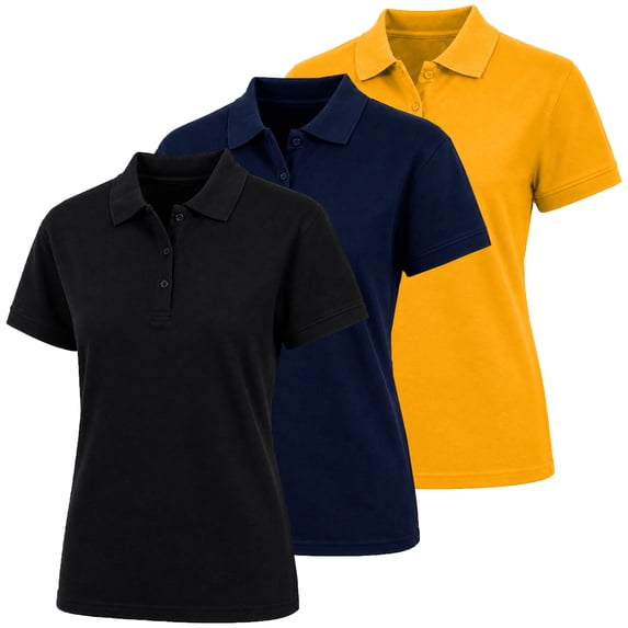 3-Pack Junior's Short Sleeve School Uniform Pique Polo Shirt (S-3XL)