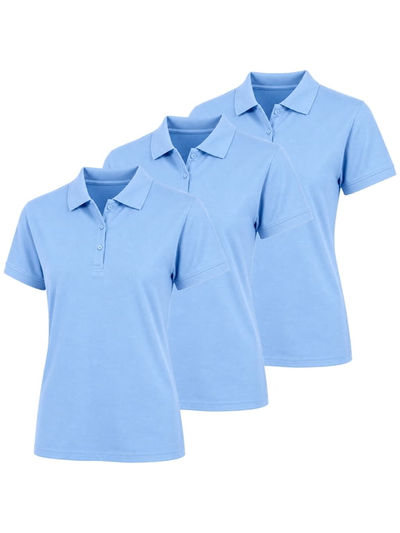 3-Pack Junior's Short Sleeve School Uniform Pique Polo Shirt (S-3XL)