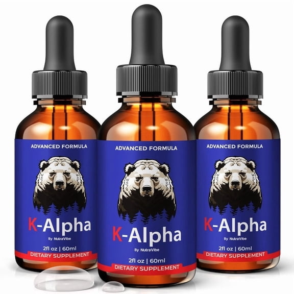 (3 Pack) K-Alpha Health Support with Natural Ingredients to Support Steady Energy, Stamina & Drive | Daily Formula in Easy-to-Take Drops, 30 Day Supply (90 Servings)