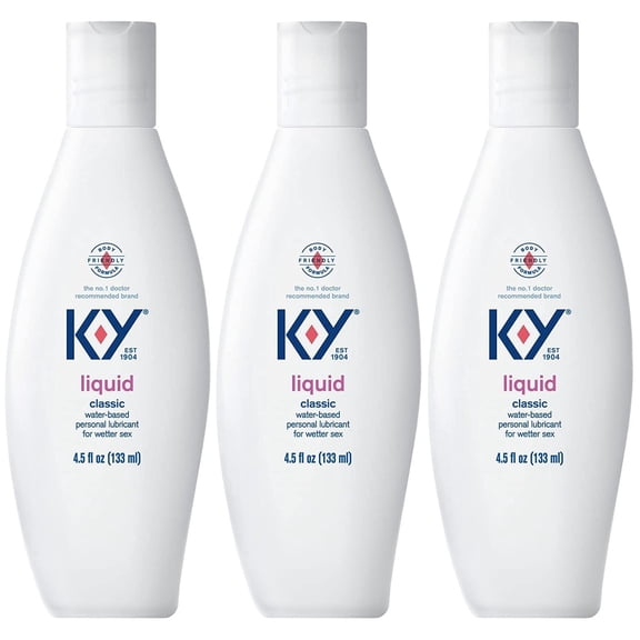 K-Y Liquid Classic Water-Based Body Friendly Formula 4.5 Fl Oz Personal Lubricant for Wetter Sex for Men, Women and Couples & Safe to Use with Latex Condoms (3 Pack)