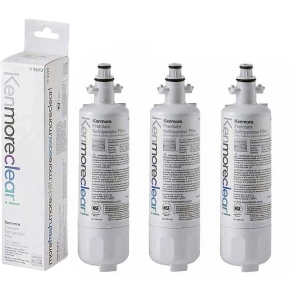 3Pack Kenmore 9690 Refrigerator Water Filter, NSF Certified, Reduces 99% Chlorine & Odor, Replacement for 46-9690 LT700P