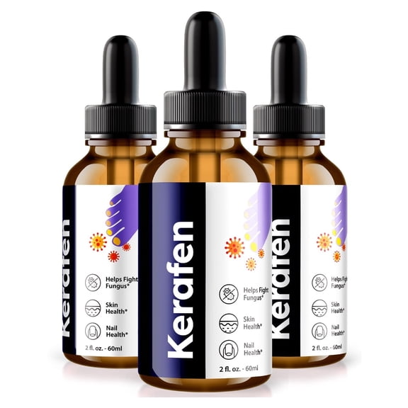 (3 Pack) Kerafen Drops, Kerafen for Toenail - All Natural Solution for Nail Health, Maximum Strength Skin Support, Liquid Supplement, Droppers Kera Fen Reviews (90 Servings)