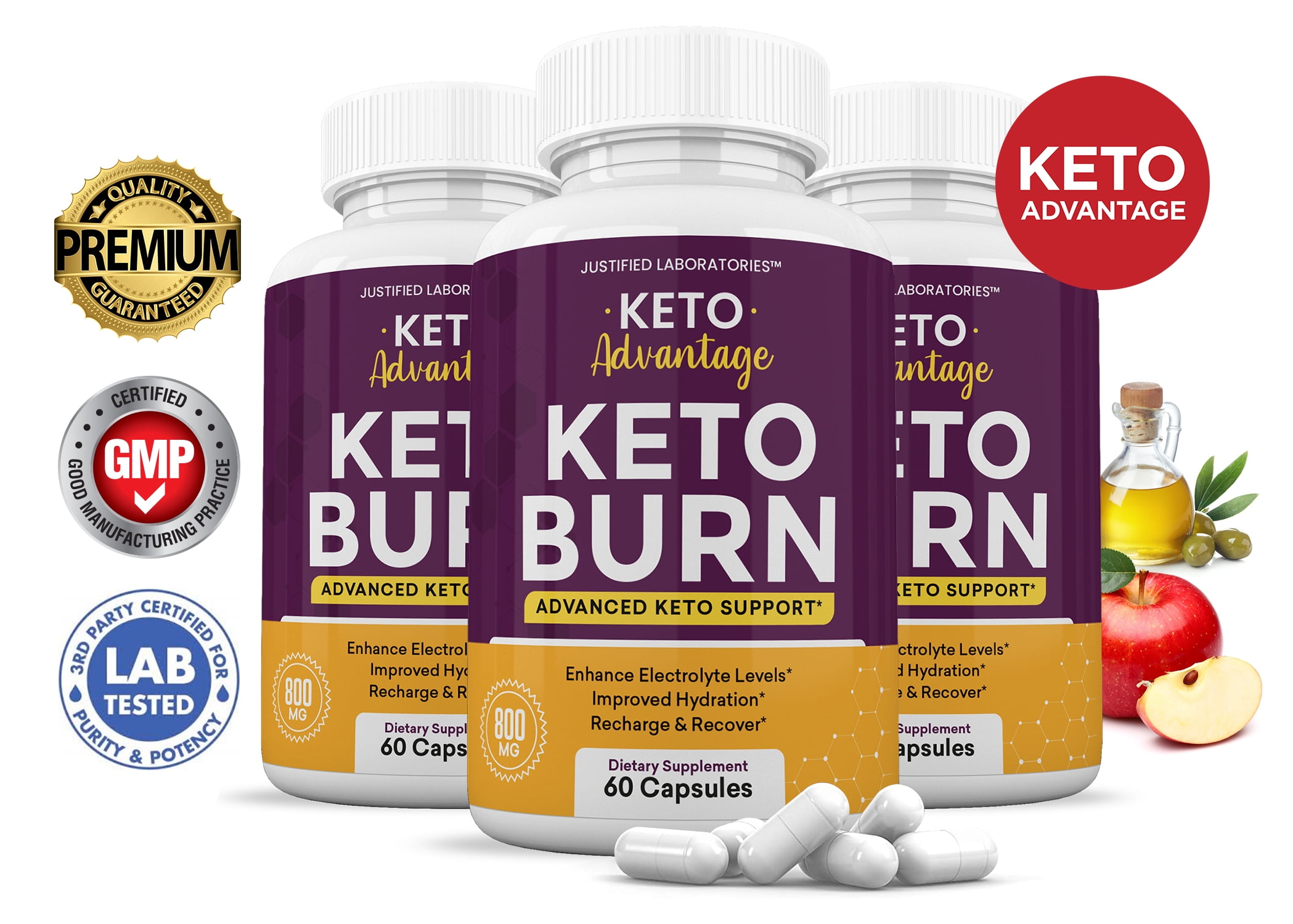 (3 Pack) Keto Advantage Keto Burn Pills Includes Apple Cider Vinegar