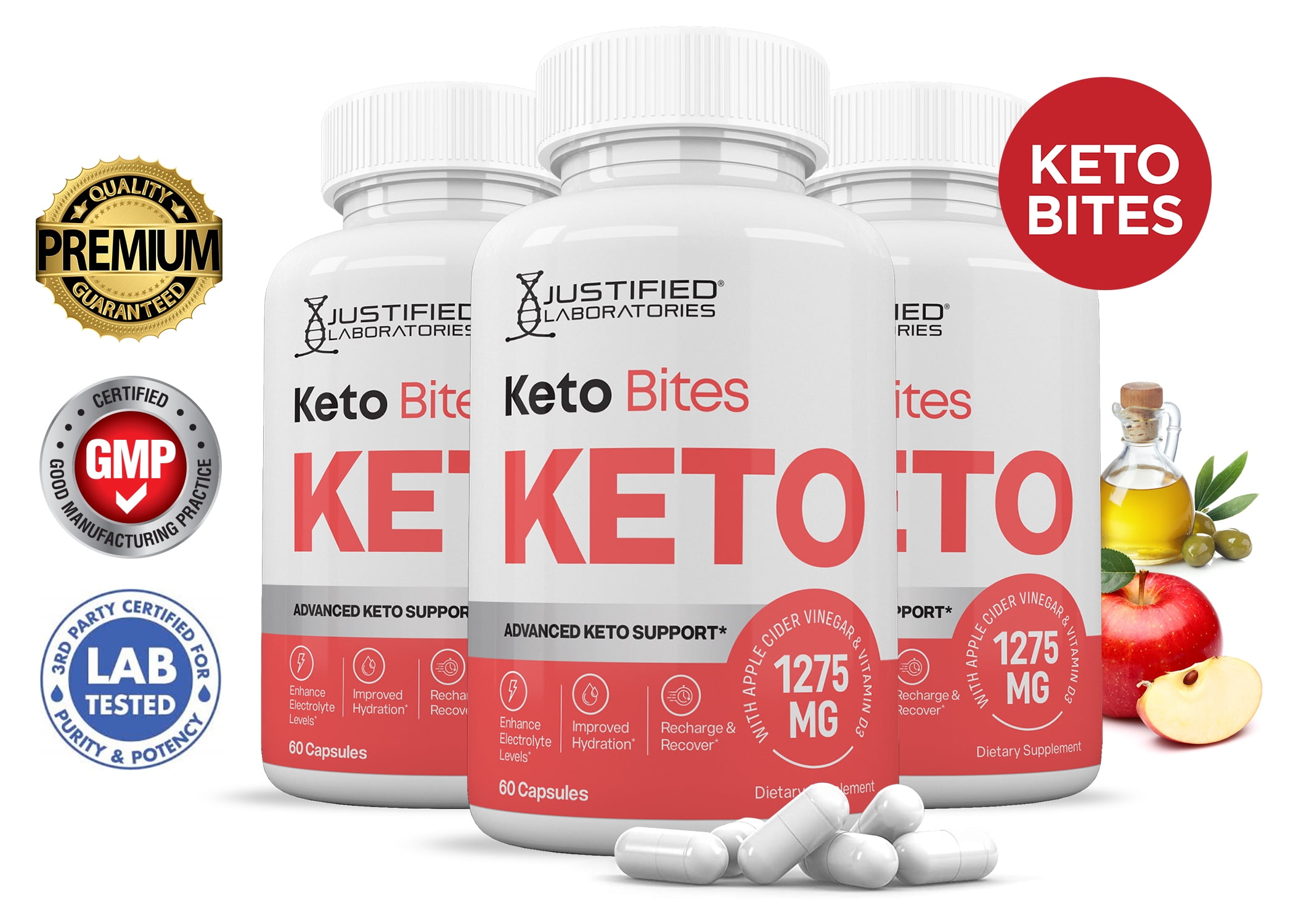 (3 Pack) Keto Bites ACV Pills 1275mg Alternative to Gummies Dietary