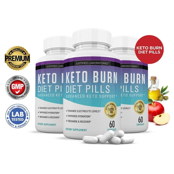 (3 Pack) Keto Burn Diet Pills Includes Apple Cider Vinegar goBHB Exogenous Ketones Advanced Ketogenic Supplement Ketosis Support for Men Women 180 Capsules