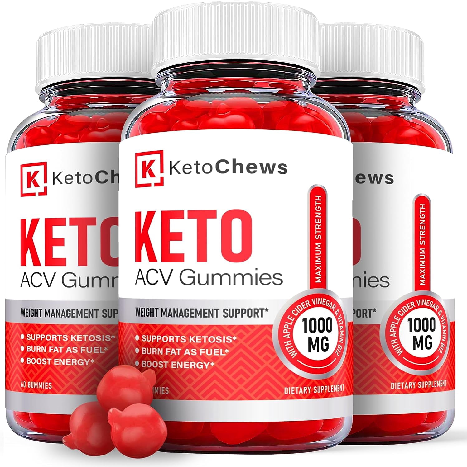 (3 Pack) Keto Chews Keto ACV Gummies - Supplement for Weight Loss - Energy & Focus Boosting Dietary Supplements for Weight Management & Metabolism - Fat Burn - 180 Gummies