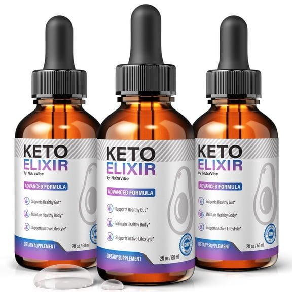 (3 Pack) Keto Elixir Natural Daily Liquid Formula Designed to Align with Fitness Goals, Support an Active Lifestyle & Body Balance | Just a Few Drops for a Fit-Focused Routine (90 Servings)