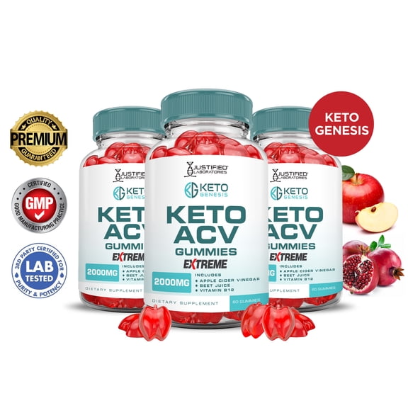 (3 Pack) Keto Genesis Extreme ACV Gummies 2000mg Dietary Supplement 180 Gummys