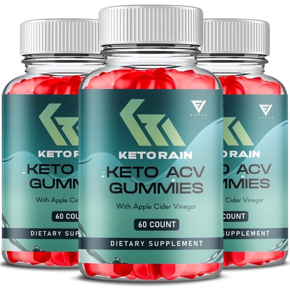 (3 Pack) Keto Rain Keto + ACV 1000mg Gummies Sugar Free Vitamin B12 Vitamin B6 Gut Health Support Keto Brain (180 Gummies)