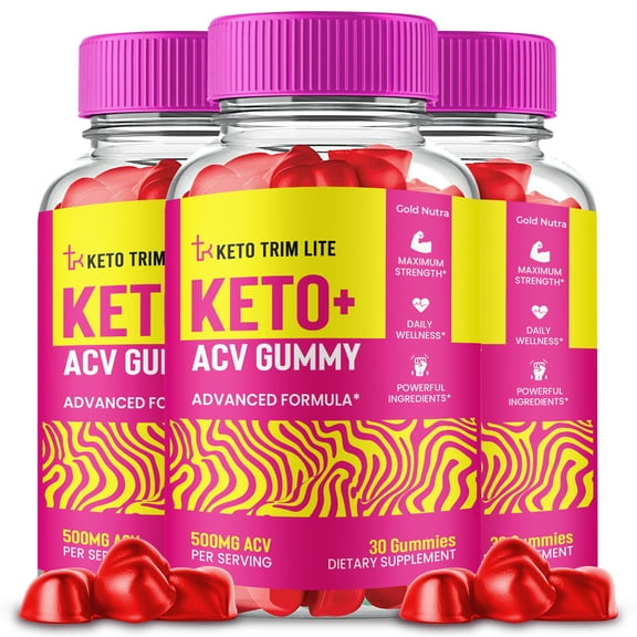 (3 Pack) Keto Trim Lite Keto ACV Gummies, Keto Trim Lite Keto + ACV Gummies, Official Supplement for Men and Women