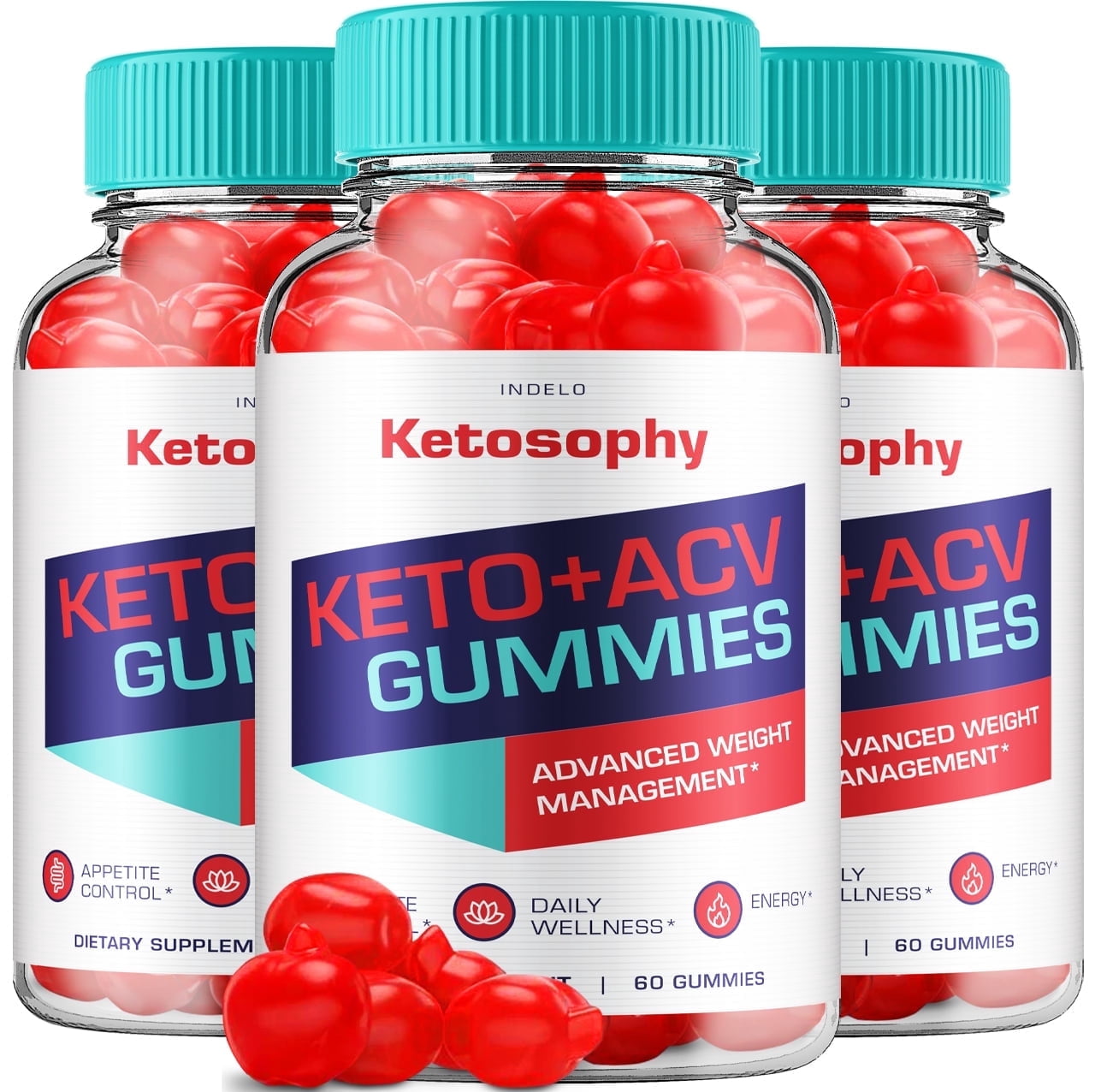 (3 Pack) Ketosophy ACV Keto Gummies Advanced Weight Loss, Apple Cider Vinegar Supplement 1000MG, Keto + ACV (180 Gummies)
