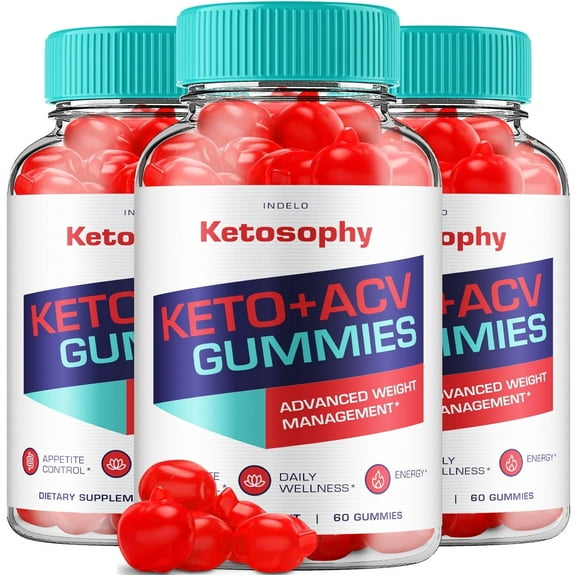 (3 Pack) Ketosophy ACV Keto Gummies Advanced Weight Loss, Apple Cider Vinegar Supplement 1000MG, Keto + ACV (180 Gummies)