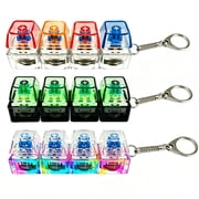 3 Pack Keyboard Fidget Keychain Toy with LED Light, 4-in-1 Button Clicker Desk Toys for Stress Relief & Focus, Portable Travel for 18+