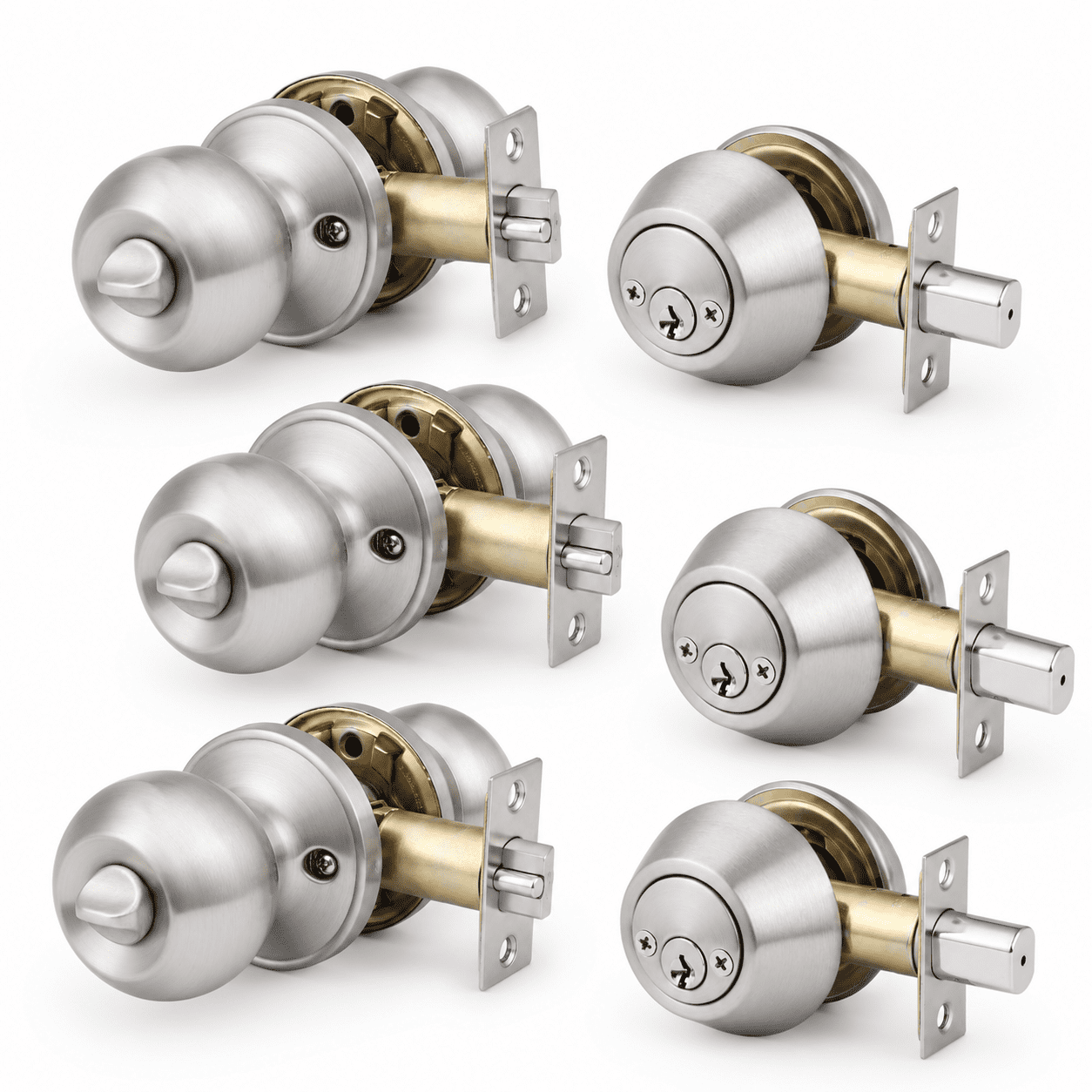 Door Lock Devices 3 Pack Keyed Alike Door Lock Set With Deadbolt Satin Nickel Finished ...