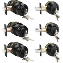 3 Pack Keyed Alike Entry Door Knobs and Single Cylinder Deadbolt Lock Combo Set Security for Exterior and Front Door, Keyed Entry Door Locksets with Deadbolt, Matte Black Finish