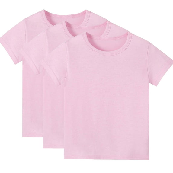 3 Pack Kids Boys Kids T Shirts Causal Short Sleeve Tee Shirts Athletic Tops for Girls,Color Light Pink,Size 10-12 Years