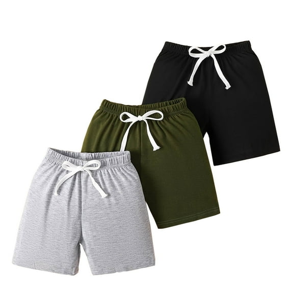 3 Pack Kids Casual Sports Shorts Summer Athletic Shorts with Pocket Drawstring Toddler Boys Girls Sweat Short Pants, Multicolor, 4 Years