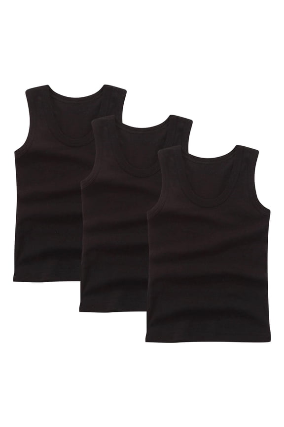 3 Pack Kids Cotton Tank Top Undershirt Boys Girls Sleeveless Crewneck Camisoles Solid Color Casual Basic Tee Top for 2-14Years