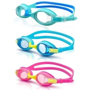 3 Pack Kids Goggles for Swimming, Anti-fog 100% UV Protection, for Kids Age 3-14